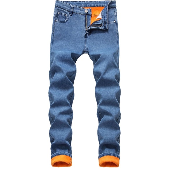 Men's High Waist Fleece Lined Skinny Jeans / Size: 28 / Color: Blue Denim - Picture 10 of 13